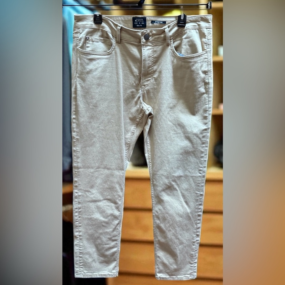 Ben Sherman Beige Pants. Slim Fit Stretch. 34x32. Euc